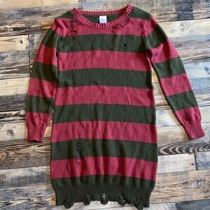 A nightmare on Elm Street Distressed Striped Sweater Dress